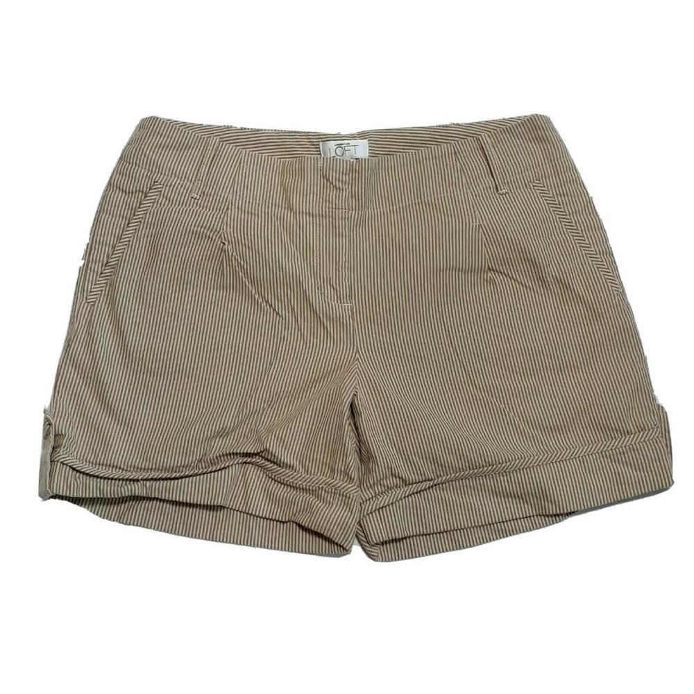Ann Taylor Loft Casual Shorts ~ Sz 6 ~Beige Stripe